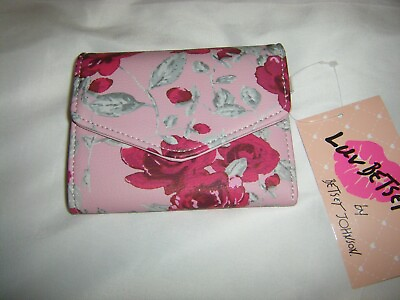 #ad LUV Betsey Johnson LB Cash Roses Snap Tri Fold Wallet Clutch FACTORY SEALED