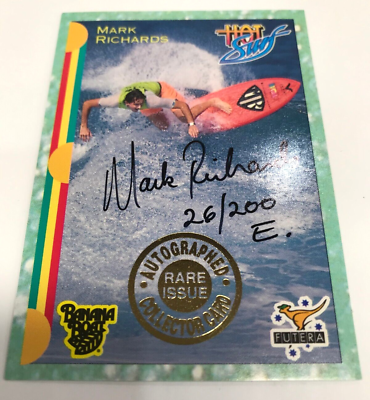 #ad 1993 Futera HOT SURF Trading Card Mark Richards Rare Signature Card Export Ed