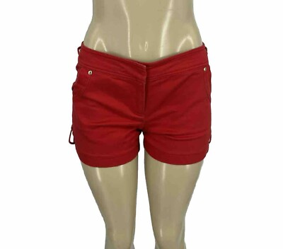#ad Cache Size 2 Women Red Mini Chino Shorts Casual Party Cotton Spandex DV23