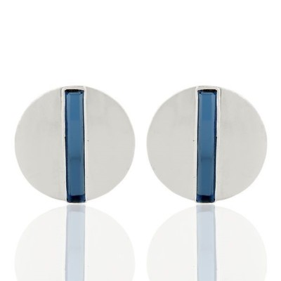 #ad Blue Corundum 925 Sterling Silver Handmade Design Stud Earrings Jewelry