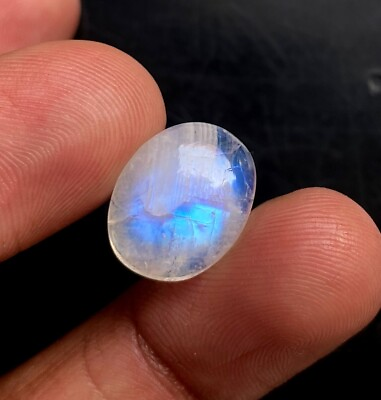 #ad Natural Blue Fire Moonstone Oval Cabochon 12x15mm Hand Polished Loose Stone CC14