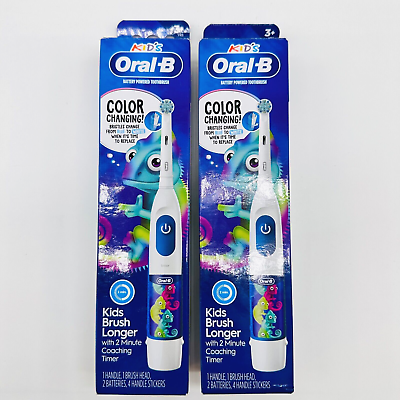 #ad Oral B Kid#x27;s Color Changing Battery Powered Toothbrush For Kids Age 3 x 2Pack
