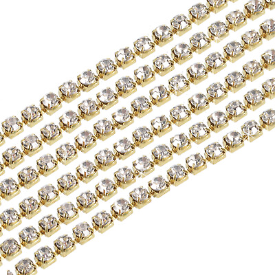 #ad 11 Yard 3mm Crystal Rhinestone Diamond Chain Gold White