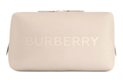 #ad Burberry Logo Clutch Toiletry Bag Cosmetic Pouch Travel Case Beige NWT