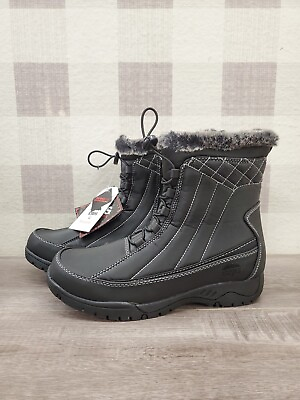 #ad Totes Women#x27;s Eve Snow Boots Insulated Waterproof Black Size 9.5 New ✅
