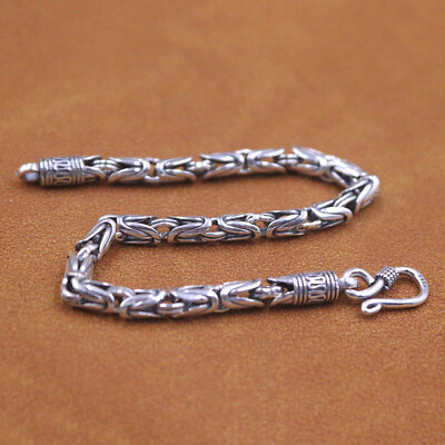 #ad Fine Pure S925 Sterling Silver Chain Women Byzantine Link Bracelet 11 12g 6.7in