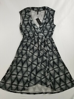 #ad BCBGMAXAZRIA women dress Carmelle ZBM67H41 003 062018 black grey sz M $178