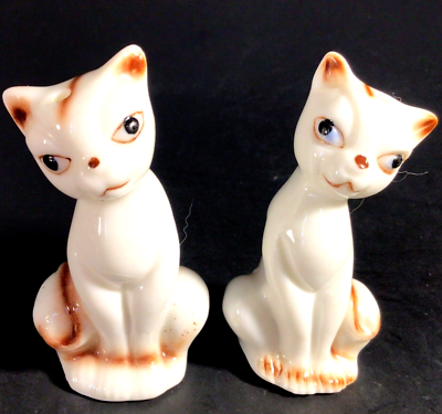 #ad SIAMESE CAT SALT amp; PEPPER SHAKERS BONE CHINA VINTAGE WITH STOPPERS 2 1 2quot;