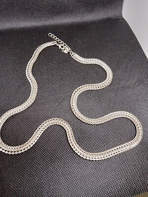 #ad mens silver tone chain necklace