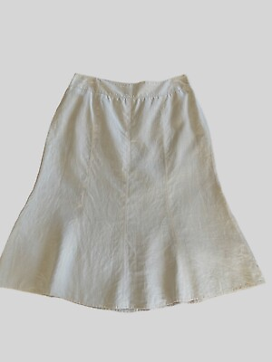 #ad Ann Taylor Trumpet Flared Linen Skirt Beige Color Midi Length Size 8