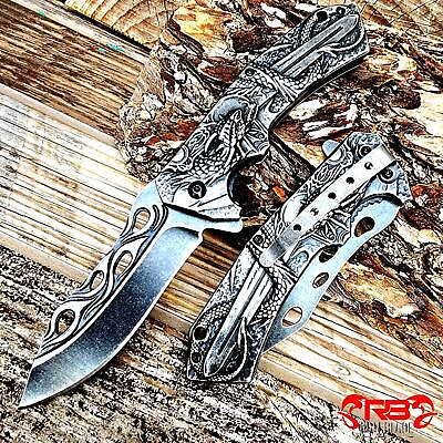 #ad 8quot; Fantasy Gray DRAGON Tactical SPRING ASSISTED Open Folding Blade Pocket Knife