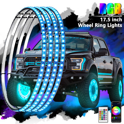 #ad 17.5quot; RGB LED Wheel Ring Lights Truck Rim Lights For Chevrolet Silverado Ford
