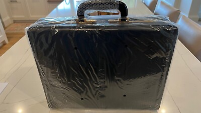 #ad Leather Briefcase Attache BLACK High Quality Leather 24K Gold