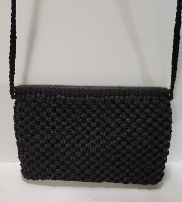 #ad Black Knit Purse Handbag Shoulder Bag Cross Body