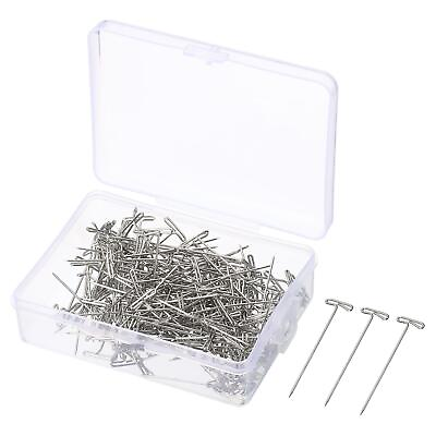 #ad 200pcs 1.5 Inch T Pins Stainless Blocking Pin Needles for Knitting Silver