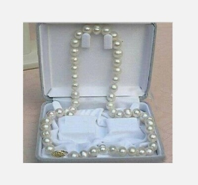 #ad 20 INCH HUGE AAA 10 11mm south sea white pearl necklace 14K GOLD CLASP