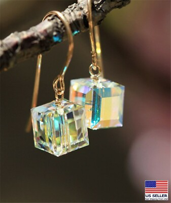 #ad Fashion Delicate Women Earrings Sugar Square Cube Cut Crystal Tassel Style 0559