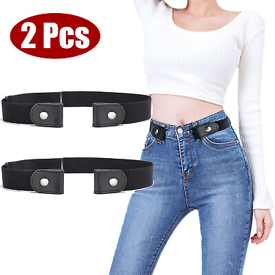 #ad 2PCS Buckle Free Elastic Invisible Waist Belt for Jeans No Hassle Women amp; Men