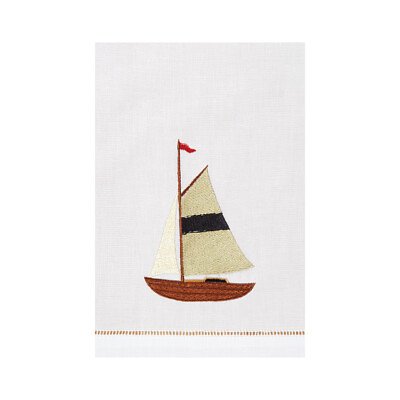 #ad Sailboat Embroidered Hemstitch Kitchen Towel Camp;F Home