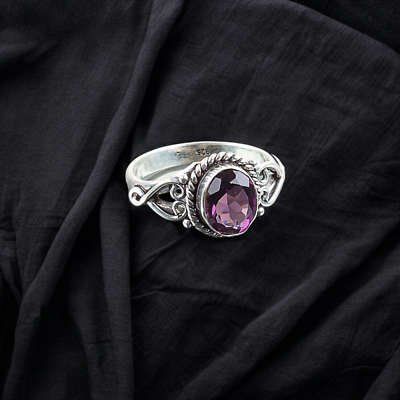 #ad African Amethyst Gemstone 925 Sterling Silver Ring Handmade Jewelry Ring