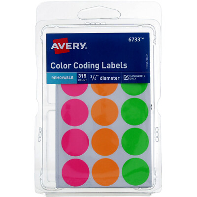 #ad Avery Color Coding Labels 0.75in Removable Neon 315 Ct