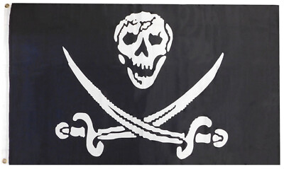 #ad 3x5 Jolly Roger Pirate Skull Two Swords Flag 3#x27;x5#x27; Banner Brass Grommets 100D