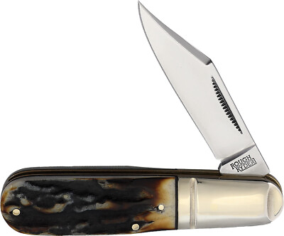 #ad Rough Ryder Barlow Cinnamon Stag Folding Carbon Steel Clip Pt Pocket Knife 2429