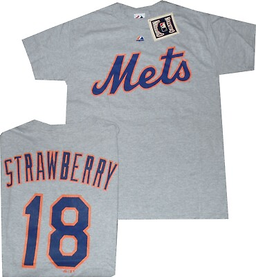#ad New York Mets Darryl Strawberry Majestic Gray Road T Shirt new tags