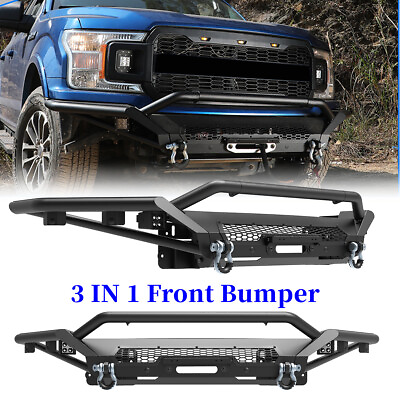 #ad 3 IN 1 Front Bumper Assembly w LED LightsShackles For 2018 2019 2020 Ford F 150