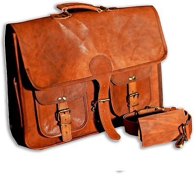 #ad Handmade Men#x27;s Travel Tan Vintage Laptop Leather Bag Satchel Briefcase Messenger