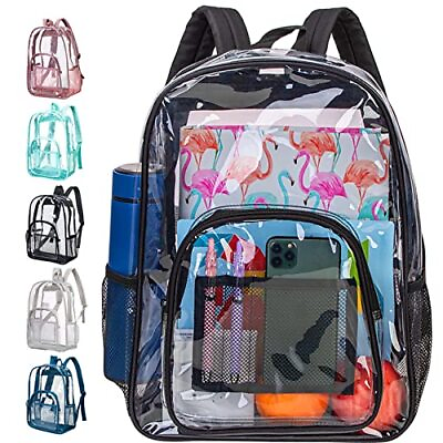 #ad Clear Backpack Heavy Duty PVC Transparent Bookbag Waterproof See Through Ba...