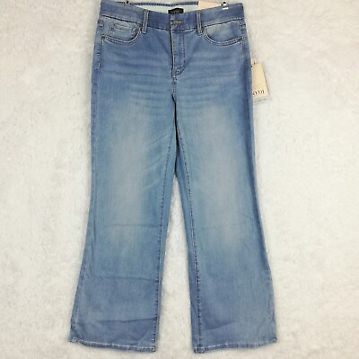 #ad NYDJ Womens Jeans Flare Hollander Denim Blue Waist Match Relax Light Wash S New