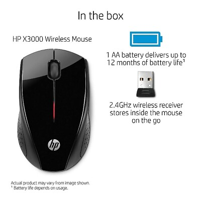 #ad HP X3000 Wireless Mouse Black H2C22AA#ABL Genuine USA Seller