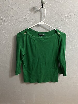 #ad Ralph Lauren Womens Green Pullover Blouse Size PM