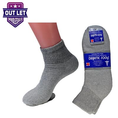 #ad 3 12Pairs Diabetic Ankle Socks Men amp; Women Circulatory Health Quarter Socks 9 15