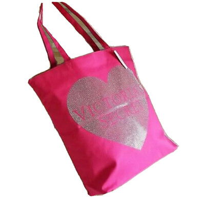 #ad Victoria’s Secret Pink Tote Bag Heart Logo Bling Studded Handbag NWT