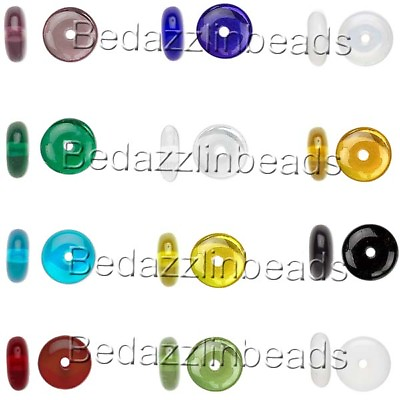 #ad 30 Flat Round Czech Glass Rondelle Spacer Disc Beads Assorted Colors Available
