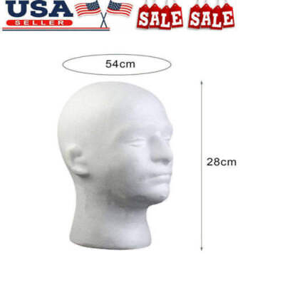 #ad Adult Male Head Model Sturdy Styrofoam Durable Foam Wig Stand For Shop Display