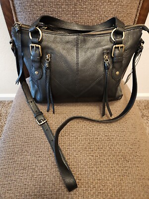#ad Frye Black Leather Ari Satchel Handbag Purse NWT#x27;s Crossbody Tassles