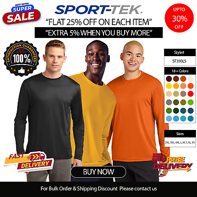 #ad Sport Tek Mens Dri Fit Long Sleeve Moisture Wicking Competitor T Shirt ST350LS