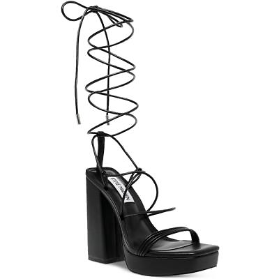 #ad Steve Madden Womens Manzie Black Block Heel Shoes 6.5 Medium BM BHFO 4346