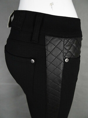 #ad Women#x27;s Premium Black Thick Stretch Pants Faux Leather Diamond Design 4 Pockets