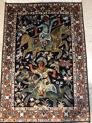 #ad Handmade Handknotted Oriental Kashmir Silk Carpet size 2x3 feet