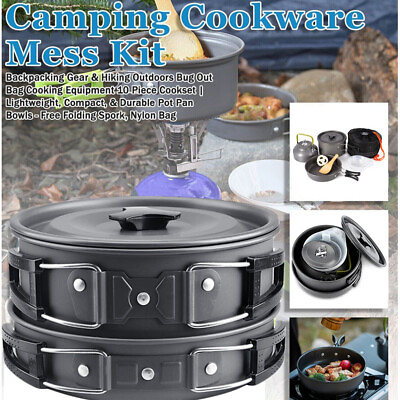 #ad Outdoor Camping Cookware Cooking Equipment Mess Kit Backpacking Gear Hiking Pan