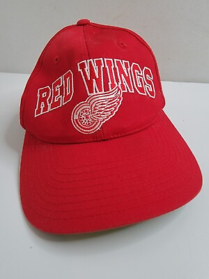 #ad Red Wings Detroit NHL Baseball Cap Bright Red Wings Clean Pre Owned Hat