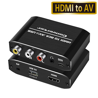 #ad HDMI to AV Converter HDMIToAV 1080P HDMI to Composite Adapter with 3.5mm Audio
