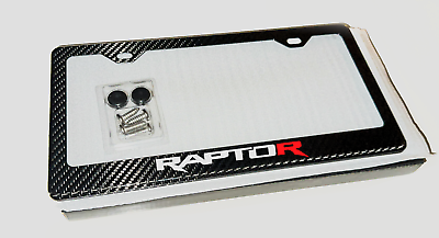 #ad F150 Raptor R WHITE TRUE Carbon Fiber License Plate Frame W Screws