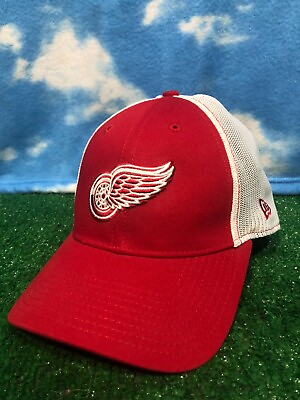 #ad Detroit redwings red wings mesh back new era Flex fit l xL Fitted Hat Cap H31