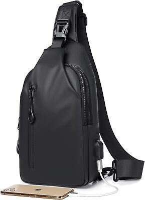#ad Waterproof Sling Bag Crossbody Backpack for Men Women Black