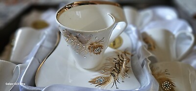 #ad 15 pcs#x27; Porcelain China Cup Saucer cream sugar 24 golden plated